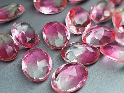 Glass crystal - Oval - 14 mm - pink clear ombre