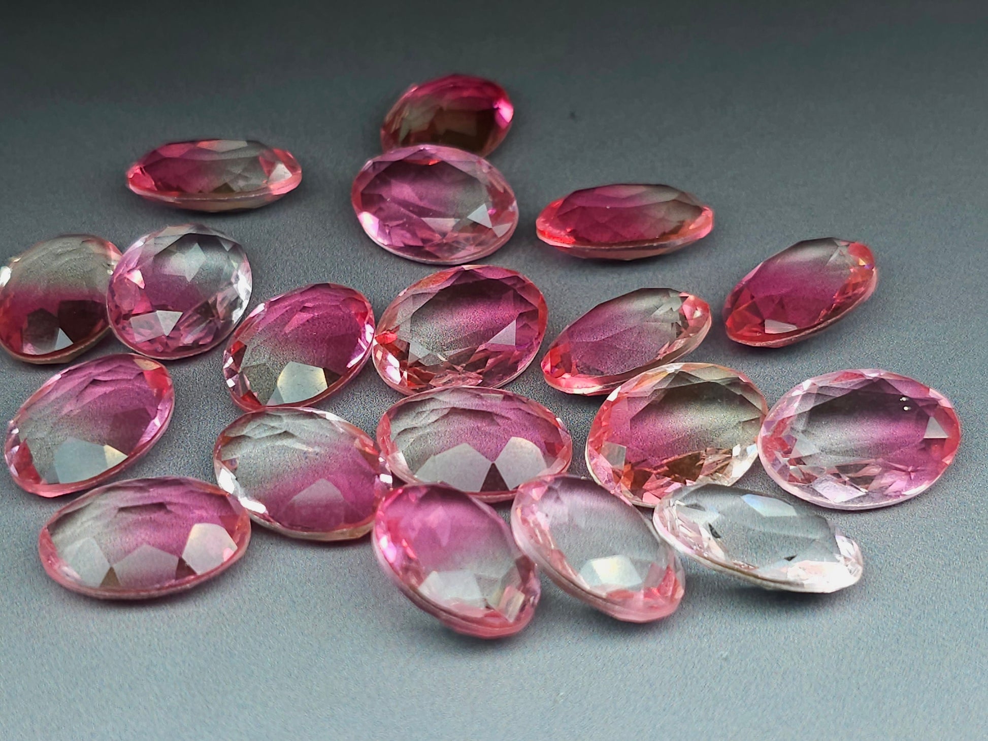 Glass crystal - Oval - 14 mm - pink clear ombre