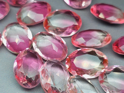 Glass crystal - Oval - 14 mm - pink clear ombre