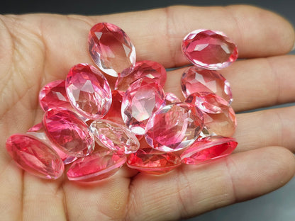 Glass crystal - Oval - 14 mm - pink clear ombre