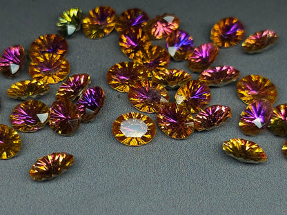 Glass crystal - Oval - 8 mm - orange starburst