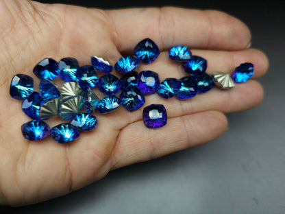 Glass crystal - square - 10 mm - Starburst solid blue galaxy