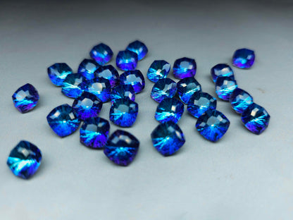 Glass crystal - square - 10 mm - Starburst solid blue galaxy