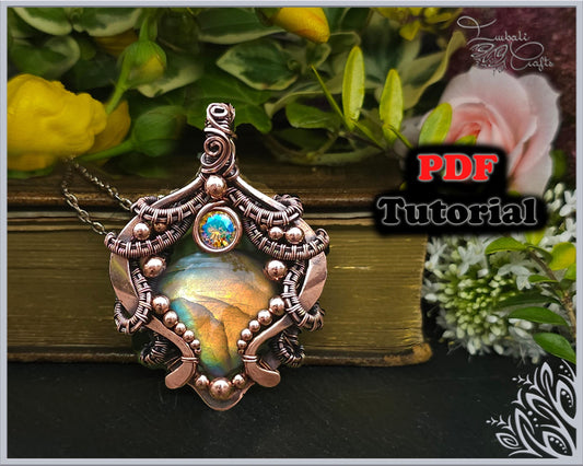 PDF Tutorial 'Arrakis' wire wrap pendant - wire weaving pattern - DIY jewellery