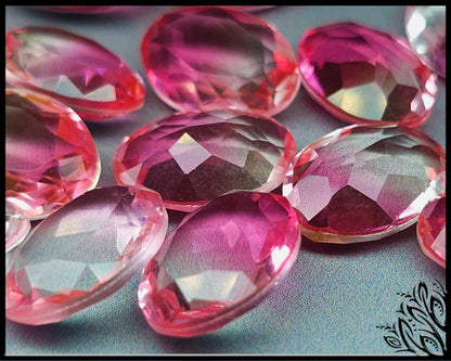 Glass crystal - Oval - 14 mm - pink clear ombre