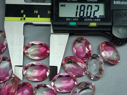 Glass crystal - Oval - 14 mm - pink clear ombre