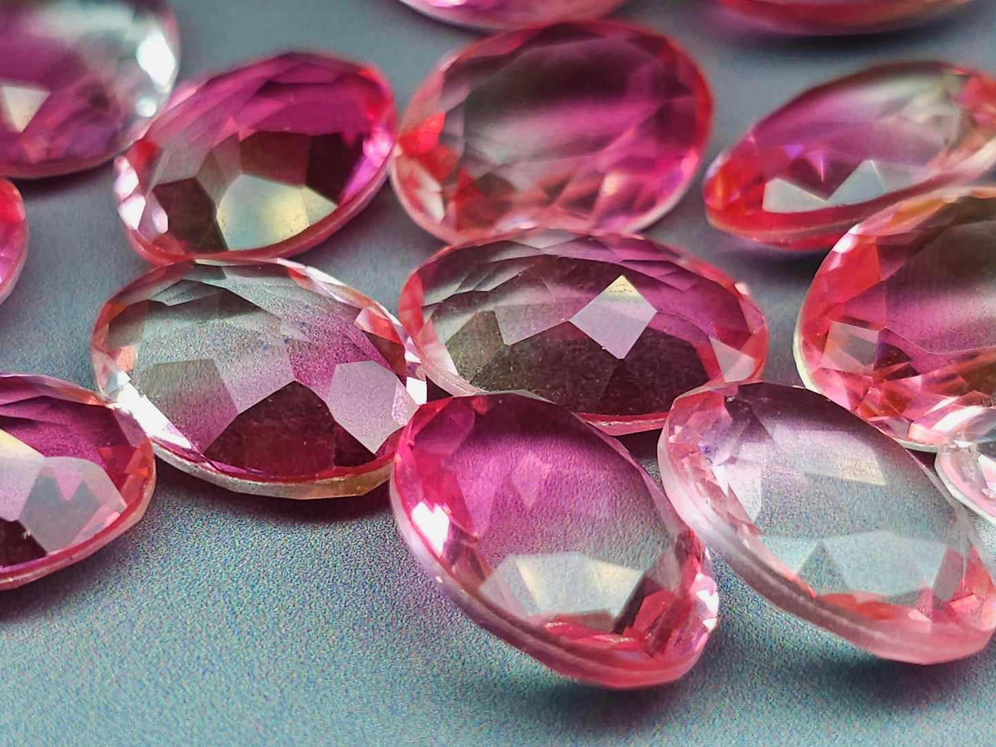 Glass crystal - Oval - 14 mm - pink clear ombre