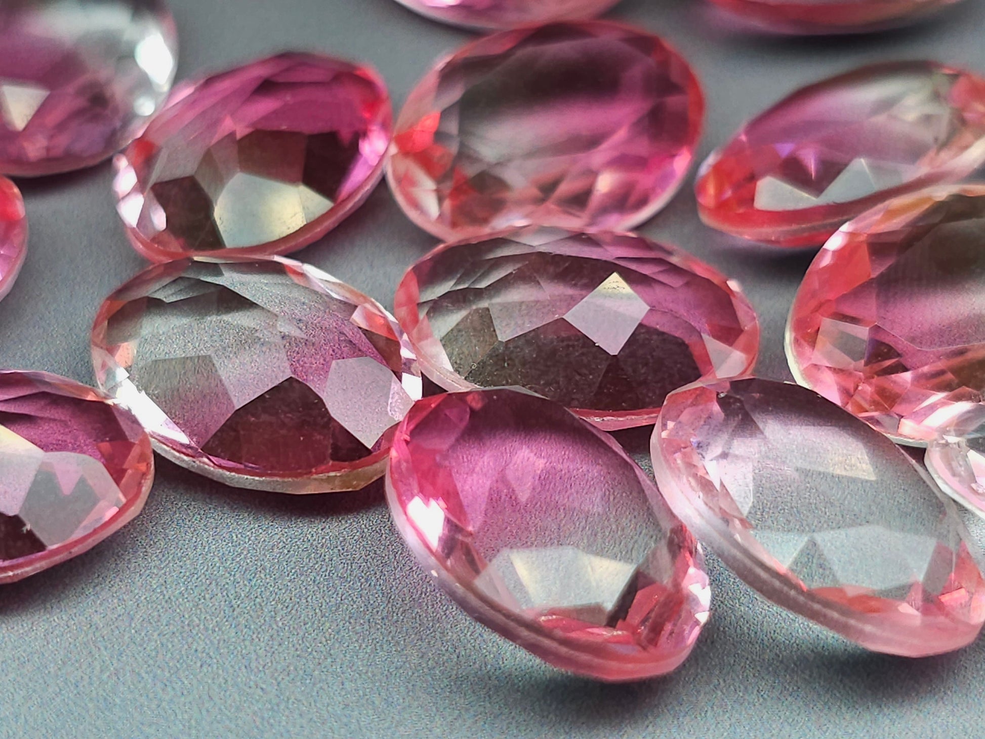 Glass crystal - Oval - 14 mm - pink clear ombre