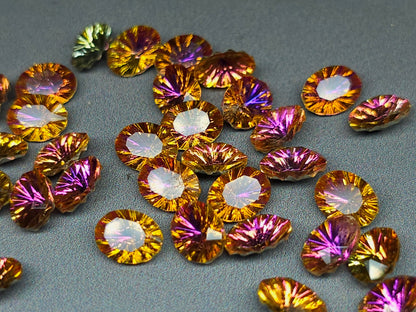 Glass crystal - Oval - 8 mm - orange starburst