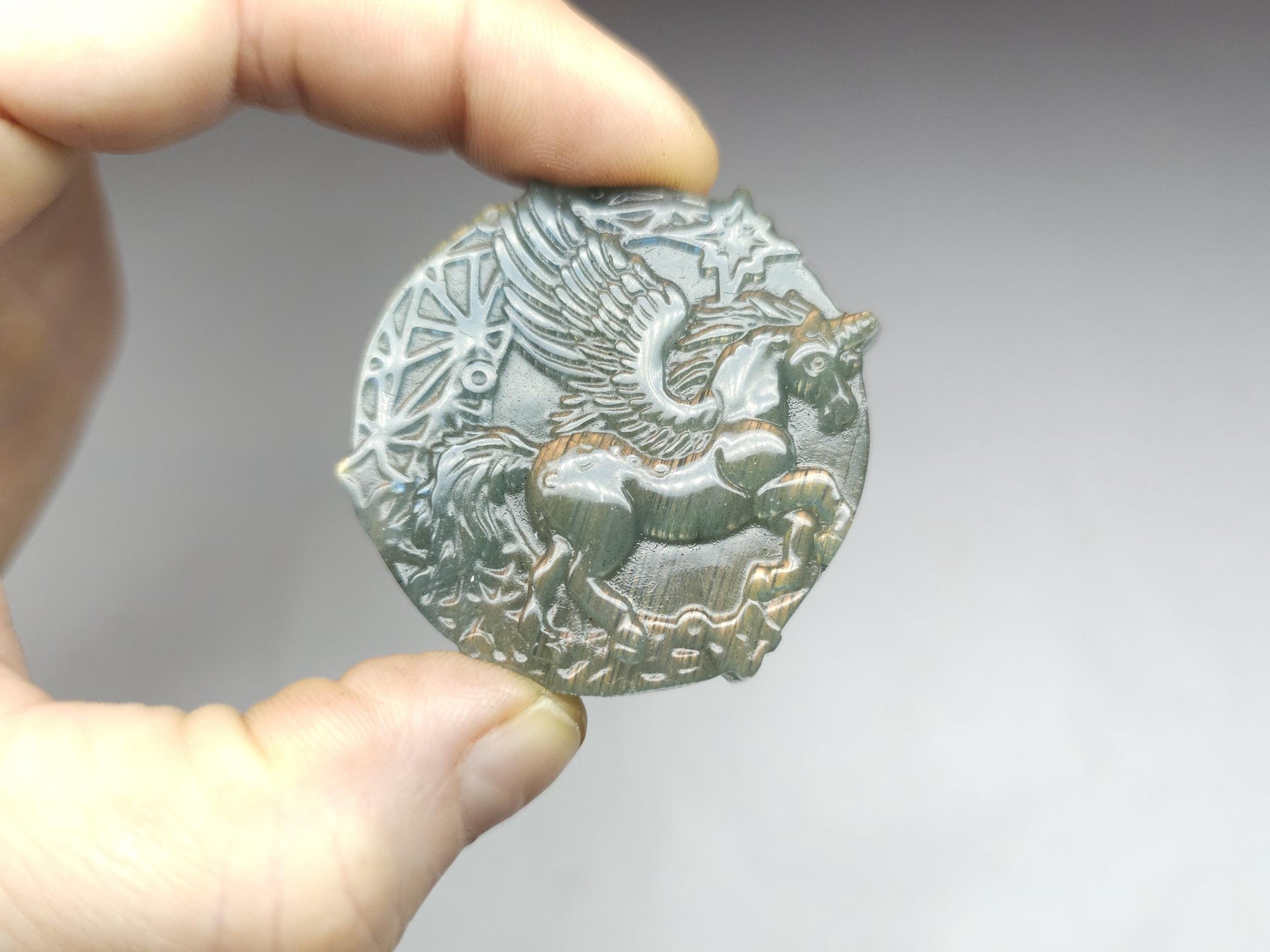 Carved labradorite unicorn - stone 5