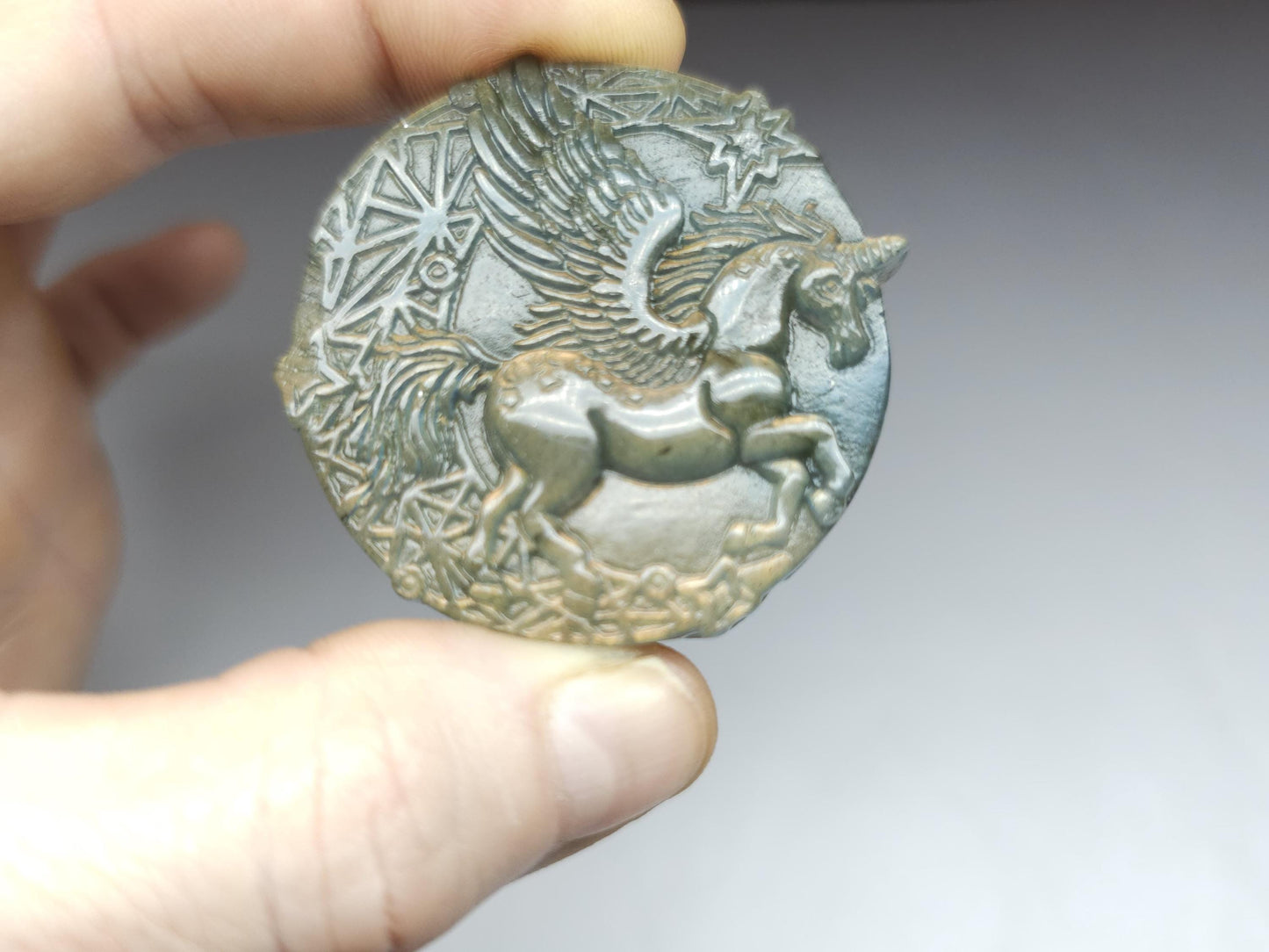 Carved labradorite unicorn - stone 6