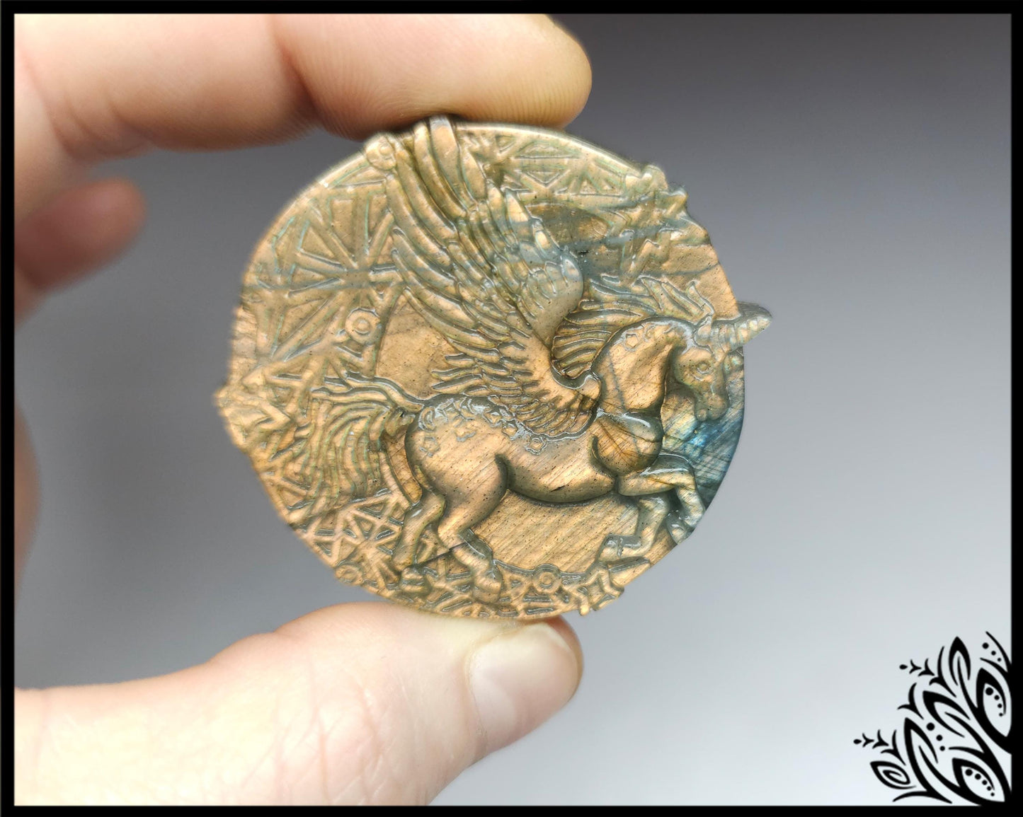 Carved labradorite unicorn - stone 6