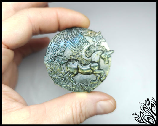 Carved labradorite unicorn - stone 9