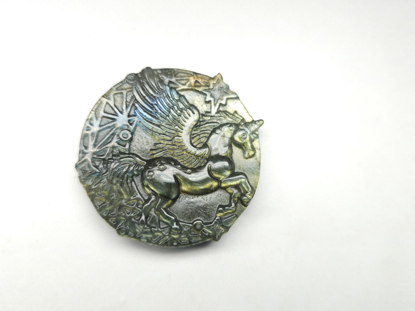 Carved labradorite unicorn - stone 9