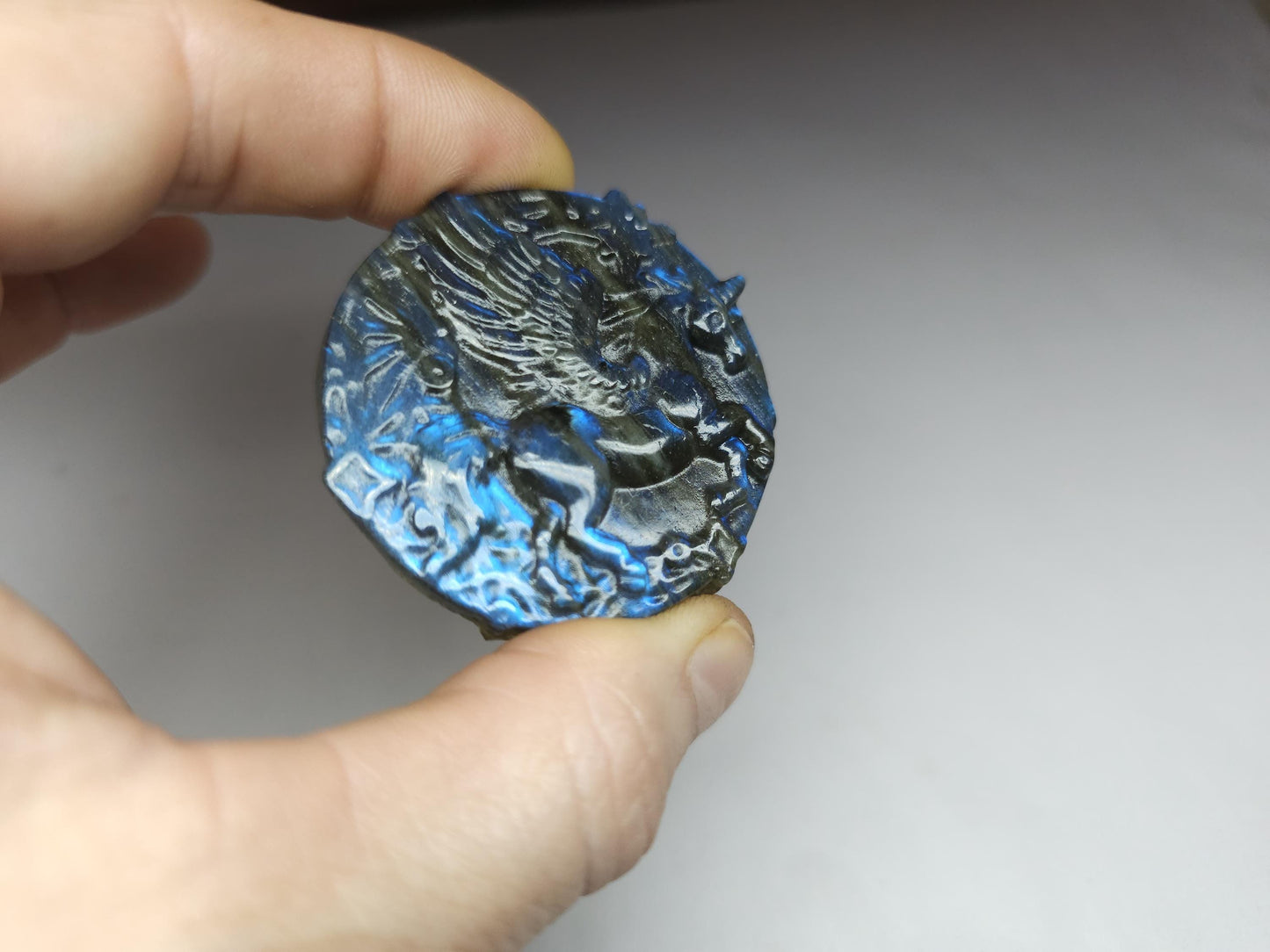 Carved labradorite unicorn - stone 10