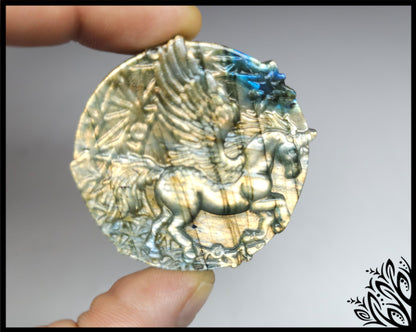 Carved labradorite unicorn - stone 7