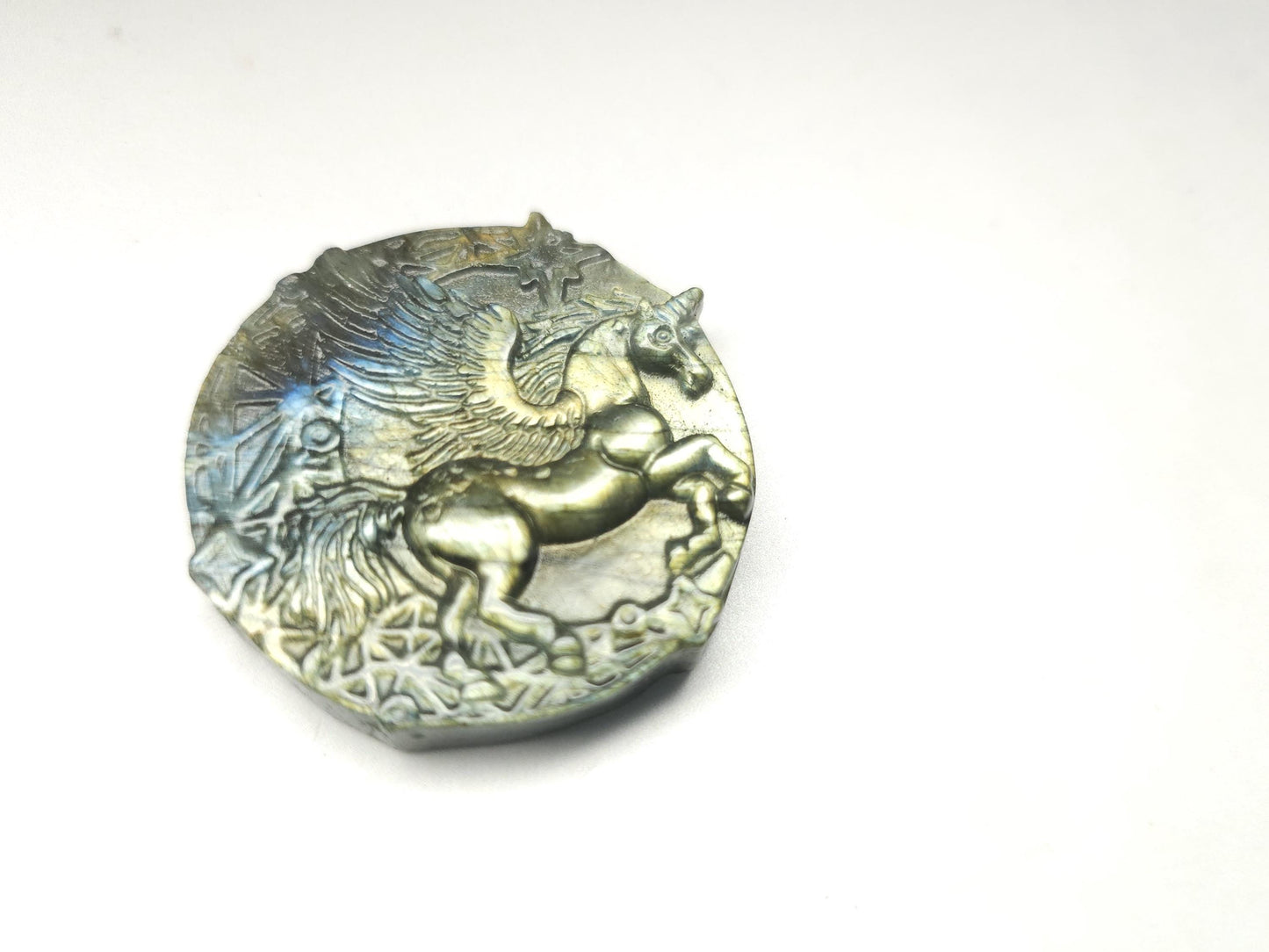 Carved labradorite unicorn - stone 9