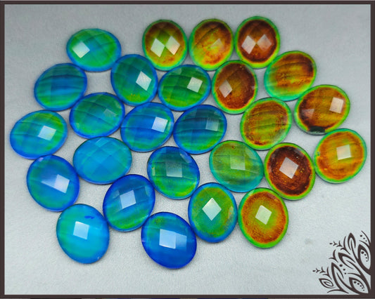 Mood stone - faceted oval - 12 mm - Colour change cabochon