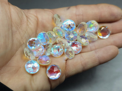 Glass crystal - aura quartz - 12 mm - faceted round