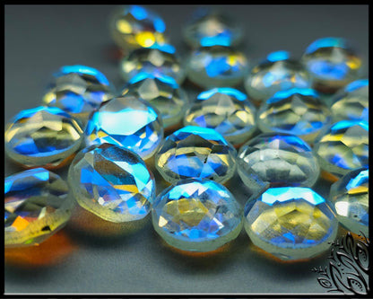 Glass crystal - aura quartz - 12 mm - faceted round