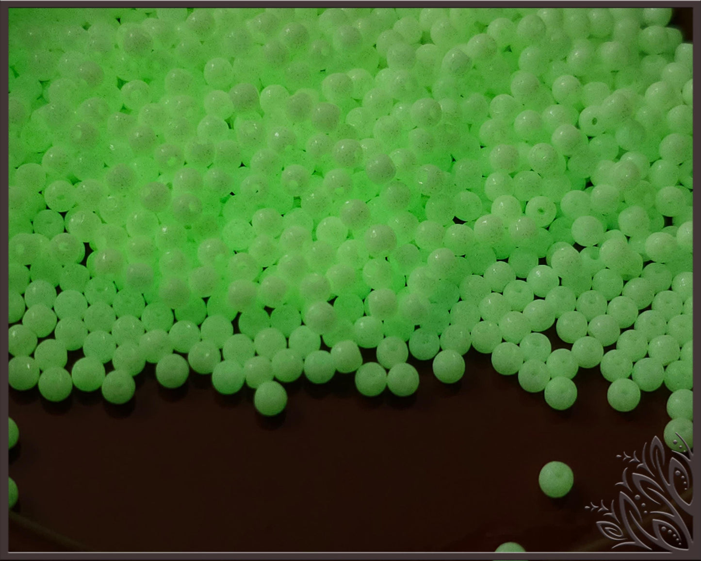 Fluorescent beads - green - round - 3 mm