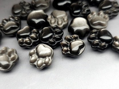 Silver obsidian paw carving - 16 mm