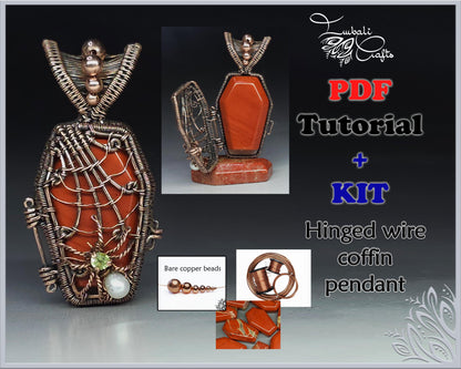 Kit + PDF Tutorial - hinged coffin pendant - wire weaving pattern - wire pendant