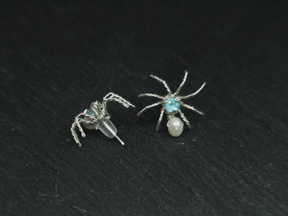 Kit + PDF Tutorial - Gemstone copper spider stud earrings - halloween earring tutorial