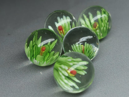 3D Lampwork flower sphere/orb - green - 16 mm