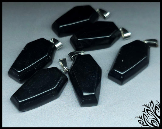 Obsidian cabochon - coffin shape - 35 mm