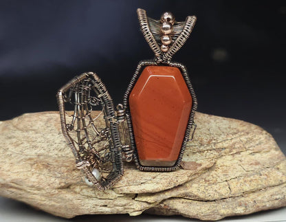 Kit + PDF Tutorial - hinged coffin pendant - wire weaving pattern - wire pendant