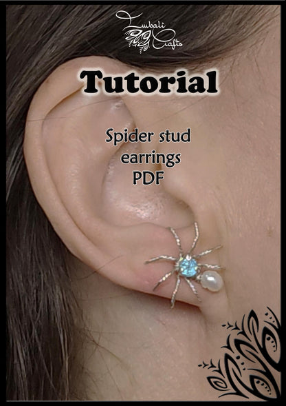 PDF TUTORIAL - Spider gemstone stud earrings - halloween earrings