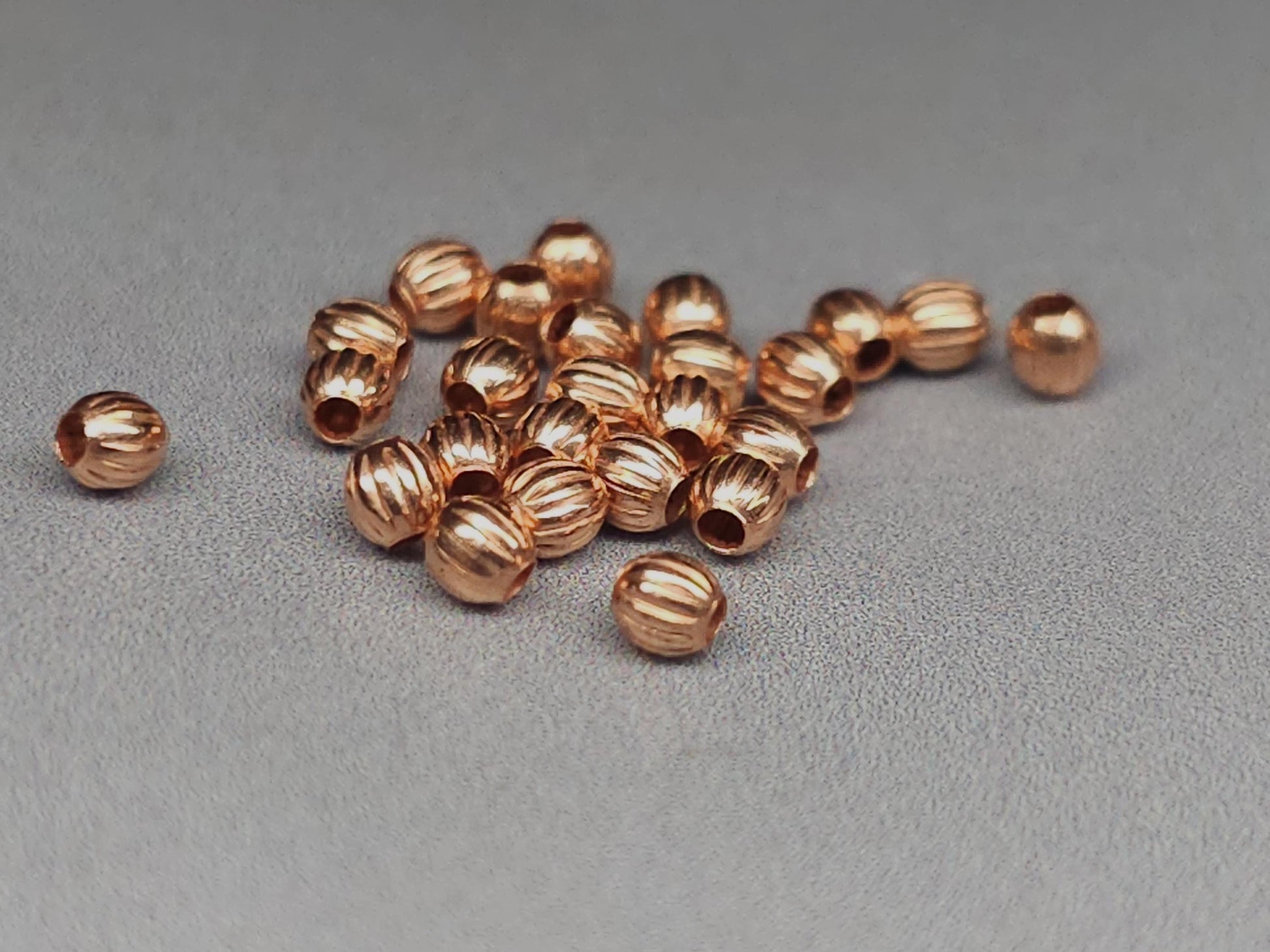 Unplated pumpkin beads - bare copper