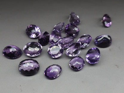 Amethyst facted gemstone - oval - 16-17 mm