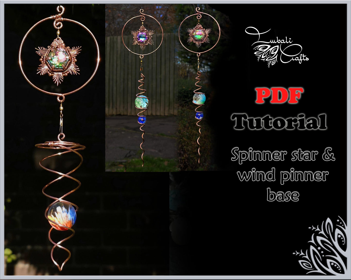 PDF Tutorial - Double sided star & wind spinner - wire weaving pattern - pendant tutorial - wire pendant