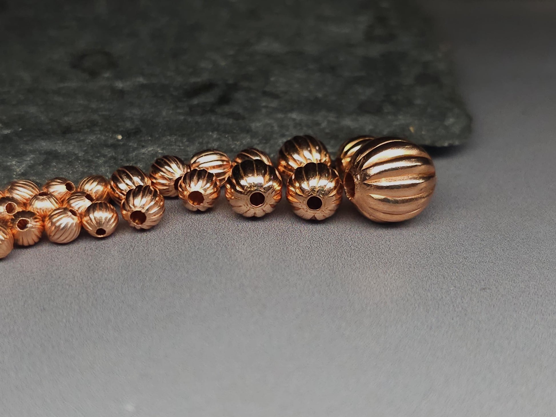 Unplated pumpkin beads - bare copper