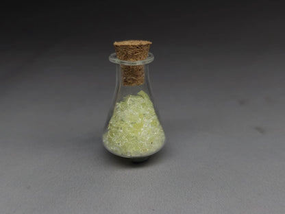 Uranium glass vial - squat corked potion bottle