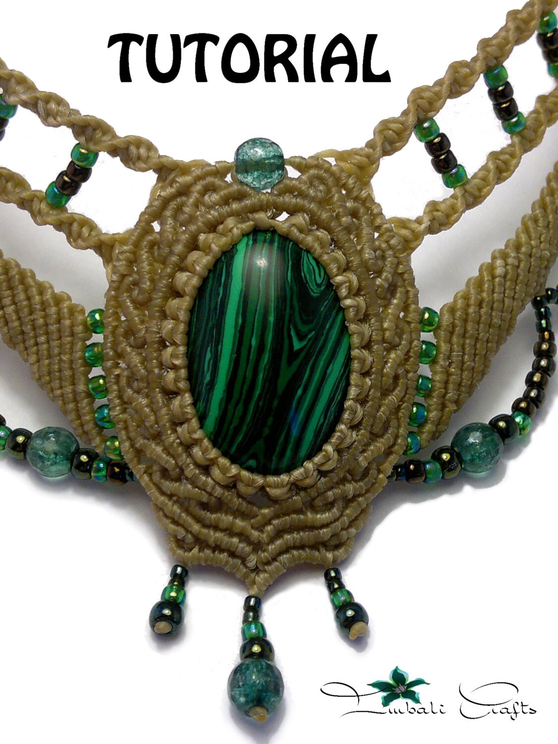 TUTORIAL - Olive green baroque necklace - Malachite baroque choker - natural gemstone necklace