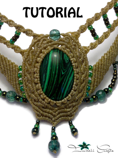 TUTORIAL - Olive green baroque necklace - Malachite baroque choker - natural gemstone necklace