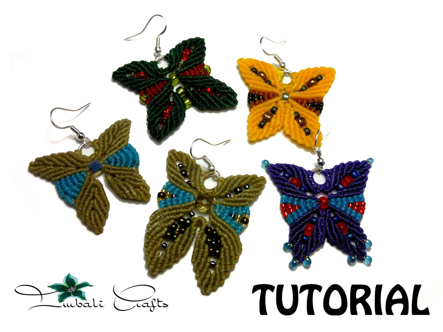 TUTORIAL - Butterfly Earrings - Macrame earrings -Boho earrings - Dangle earrings