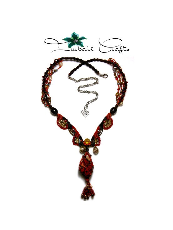 TUTORIAL - Netted Gemstone necklace -African necklace - natural gemstone macrame necklace