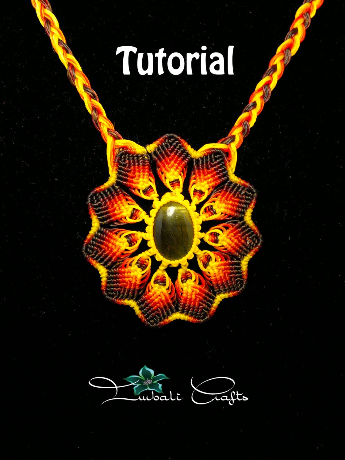 TUTORIAL - African sunrise necklace -Tigers eye pendant necklace pattern - natural gemstone necklace