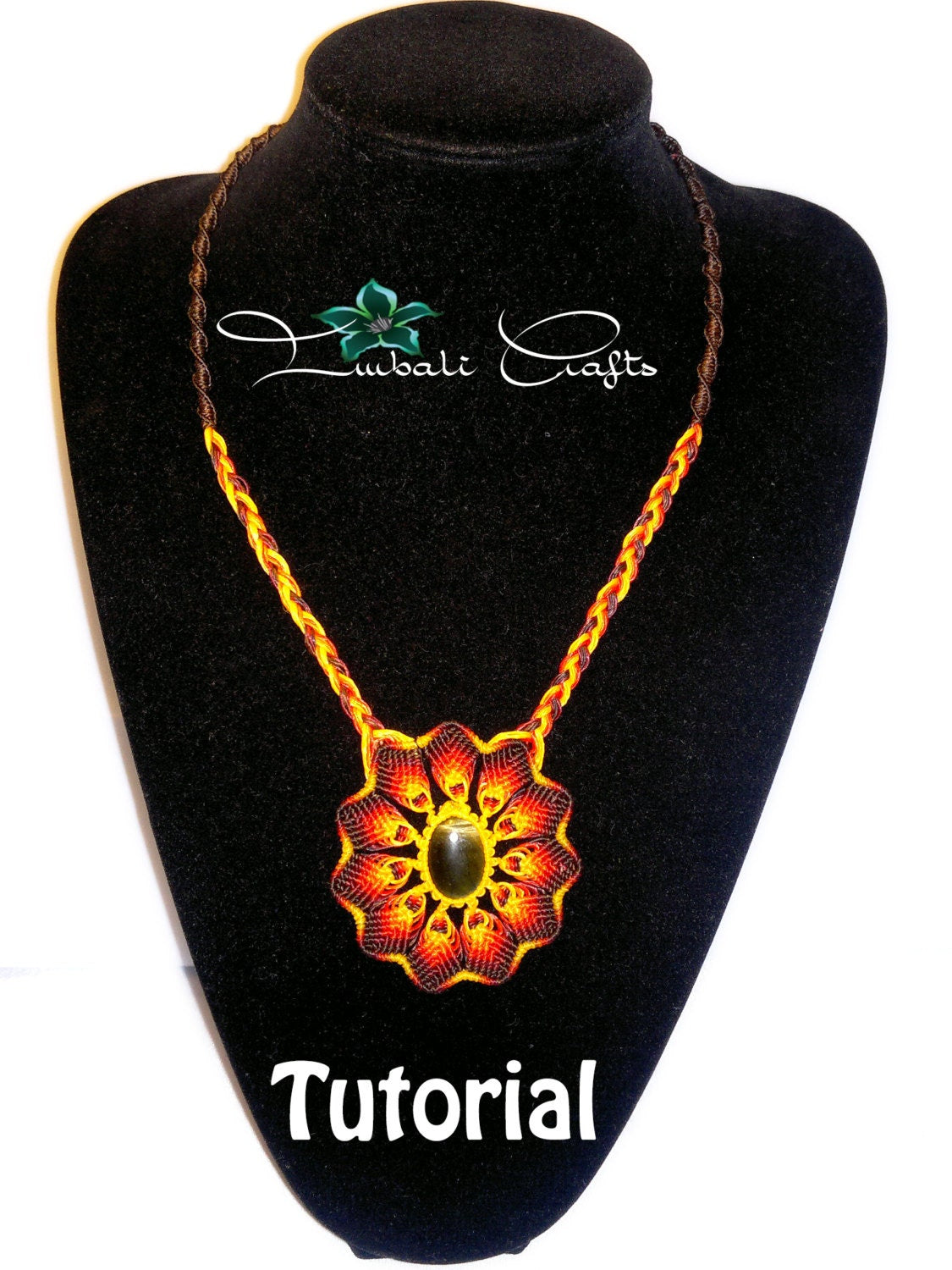 TUTORIAL - African sunrise necklace -Tigers eye pendant necklace pattern - natural gemstone necklace