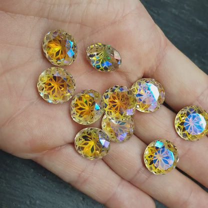 Glass crystal - round - 14 mm - Sunflower yellow