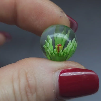 3D Lampwork flower sphere/orb - green - 16 mm