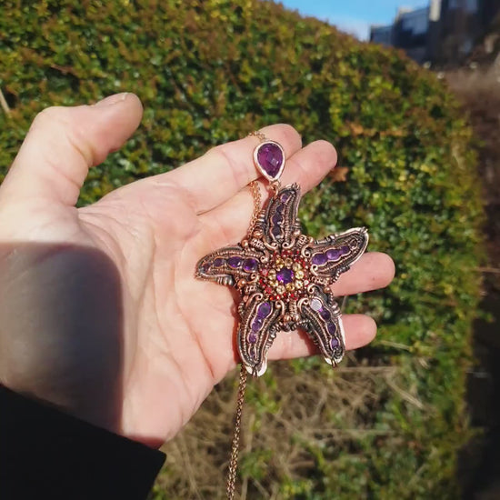 TUTORIAL - Starfish pendant - wire weaving pattern - necklace tutorial - wire pendant