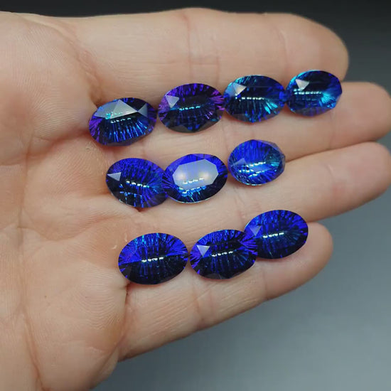 Glass crystal - Oval - 14 mm - Mystic blue