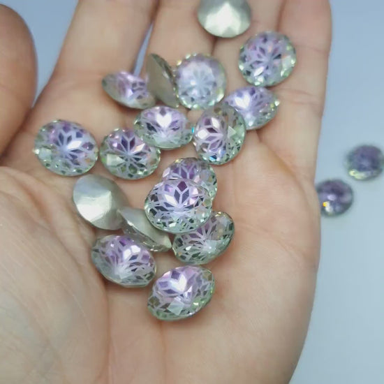 Glass crystal - round - 14 mm - Lavender