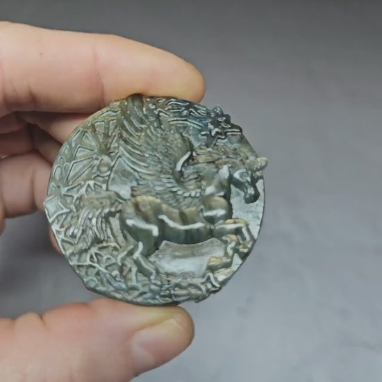 Carved labradorite unicorn - stone 7