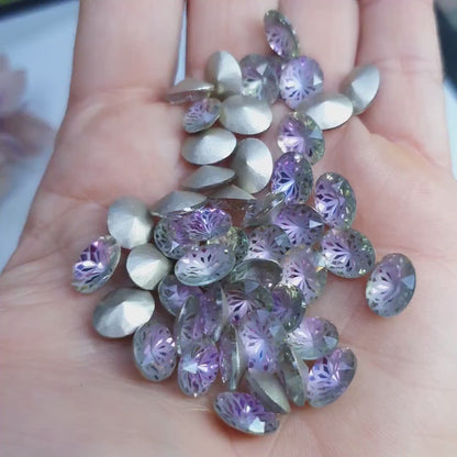 Glass crystal - oval - 10 x 8 mm - lavender